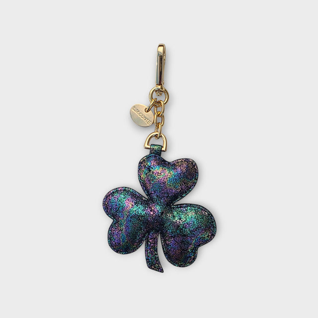 Multicolored iridescent 3 leaf clover L.M.CONTE handbag charm